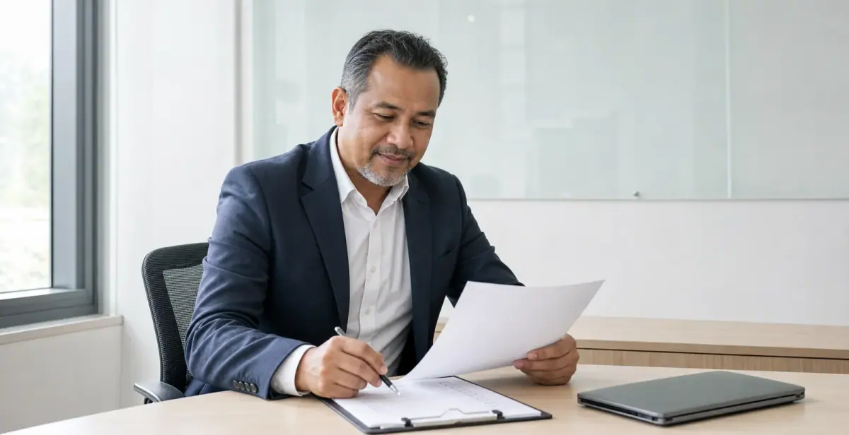 Adviser reviewing loan service documents