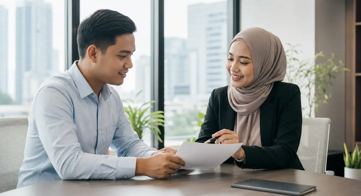 Adviser assisting a customer with a loan enquiry Adviser assisting a customer with a loan enquiry