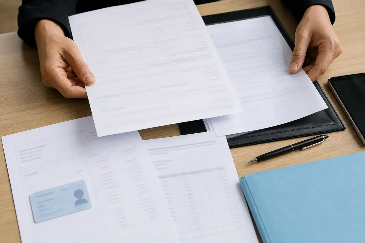 Organised loan application documents on a desk Organised loan application documents on a desk