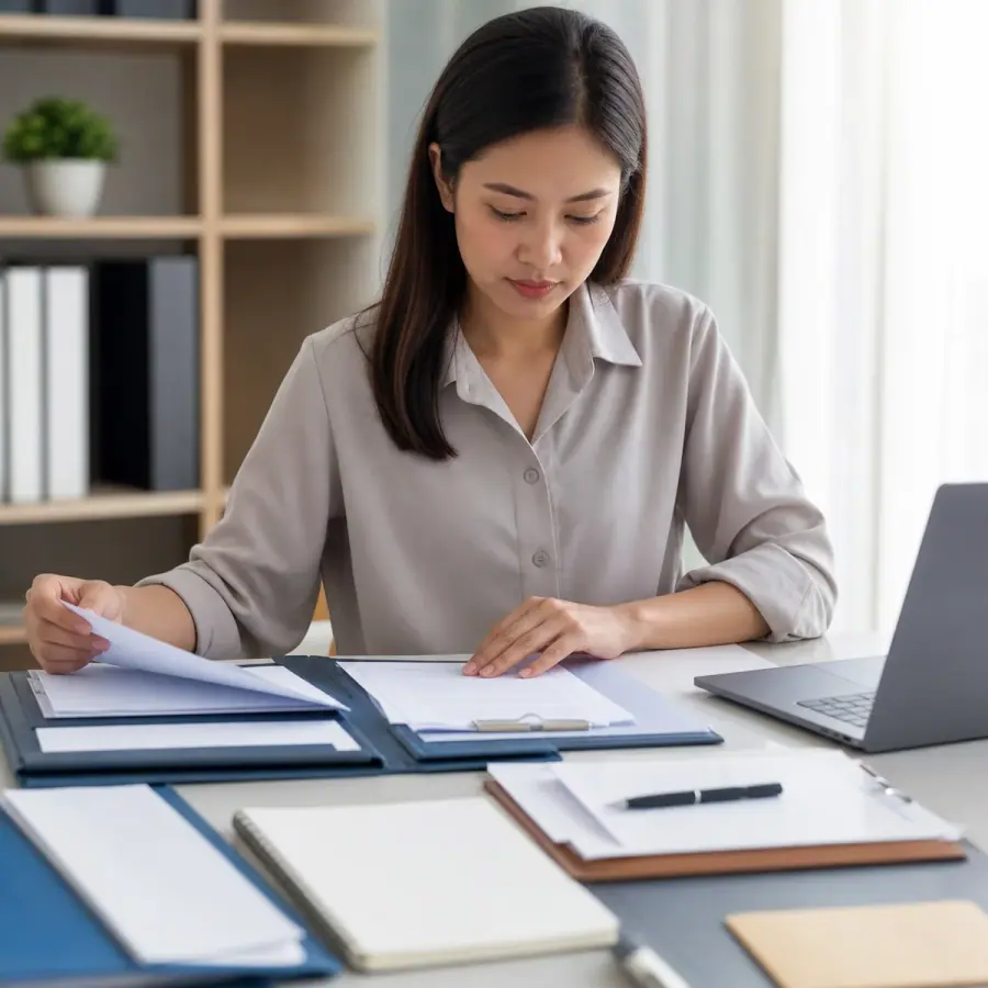 Applicant preparing company loan documents